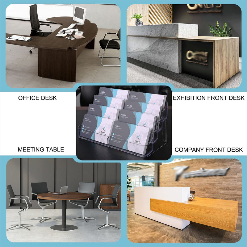 [Australia - AusPower] - Gowall Business Card Holder, 8 Pocket Acrylic Business Card Holder for Desk Clear Business Card Stand Desktop Business Card Holders Plastic Business Card Display for Exhibition, Home and Office 1 