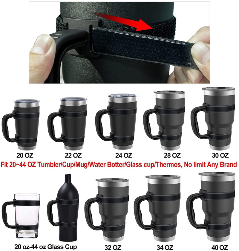 [Australia - AusPower] - Yoelike - 5 Colors - New Upgrade Anti-Slip Adjustable Tumbler Handle Fit for 20 Oz to 40 Oz of YETI, RTIC, Ozark Trail, Travel Mug, SIC, Rambler, Travel Cup and All Brands Tumbler Cup Black 