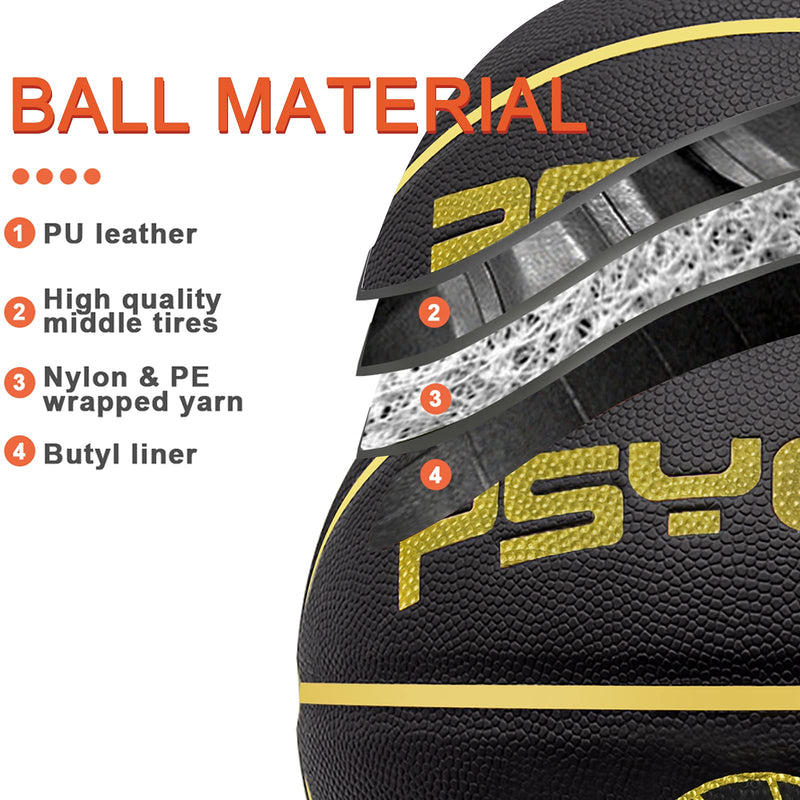 [Australia - AusPower] - Wisdom Leaves Mini Rubber Basketball,Small Basketball for Kids/Toddler,Game Play Balls Size 3 (22-Inch) Black Size 3 
