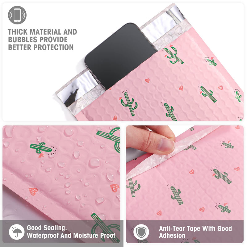 [Australia - AusPower] - Metronic 6 x 10 Inch 25 Pack Bubble Mailers, Cactus Print Poly Bubble Mailer Cute Small Mailer,Bubble Envelopes,Padded Mailers for Shipping Jewelry,Lips,Cosmetic,DVD,Waterproof, Self-Seal Adhesive 6x10" 