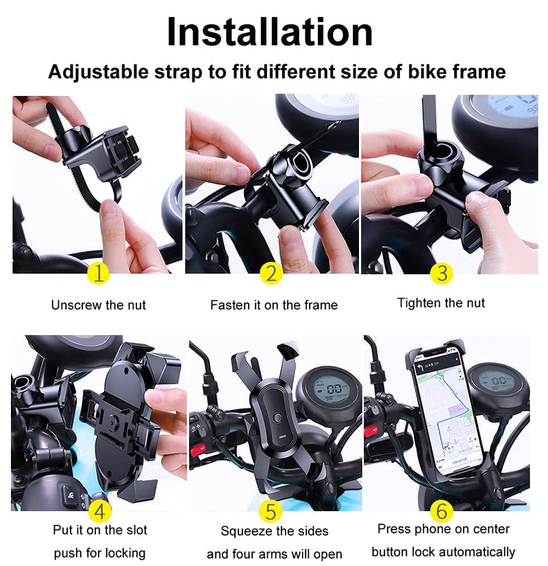 [Australia - AusPower] - SUJAYU Motorcycle Phone Mount Bike Phone Mount, Phone Holder for Bike, ATV Phone Mount Motorcycle Cell Phone Mount, Bike Phone Holder Handlebar with Secure Lock, Mountain Bike Accessories for Adult 
