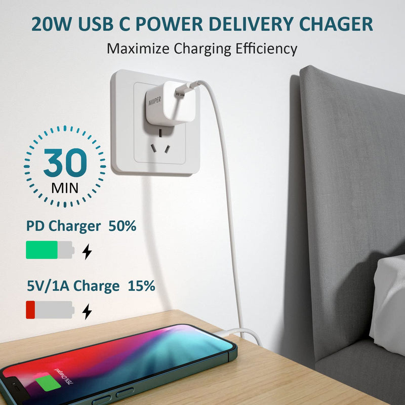 [Australia - AusPower] - iPhone 13 Fast Charger Cord, 【Apple MFi Certified】 20W Type C Wall Charger Block Adapter with USB C to Lightning Cable Compatible with iPhone 13/13Pro/12/12 Pro Max/11/11Pro/11 Pro Max/Xs Max/XR/X Off-white 