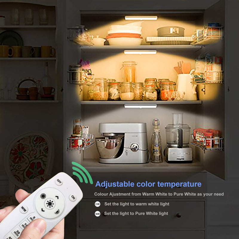 [Australia - AusPower] - Under Cabinet Lights Wireless LDOPTO Battery Operated Lights with Remote Control LED Closet Lights Counter Wall lights without wiring with Remote for Kitchen Shelf Hallway, Multiple Colors 2 Pack 