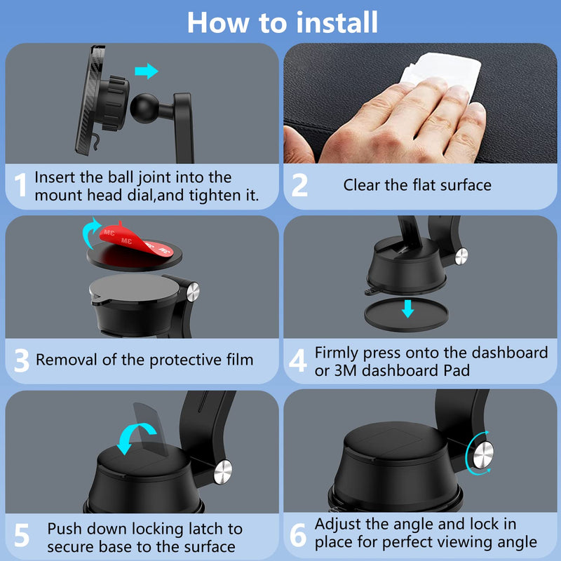 [Australia - AusPower] - Magnetic Car Mount Compatible with Magsafe for iPhone 12 13 Pro/Max/Mini, 360° Adjustable Strong Magnet Car Holder Dashboard -Black 