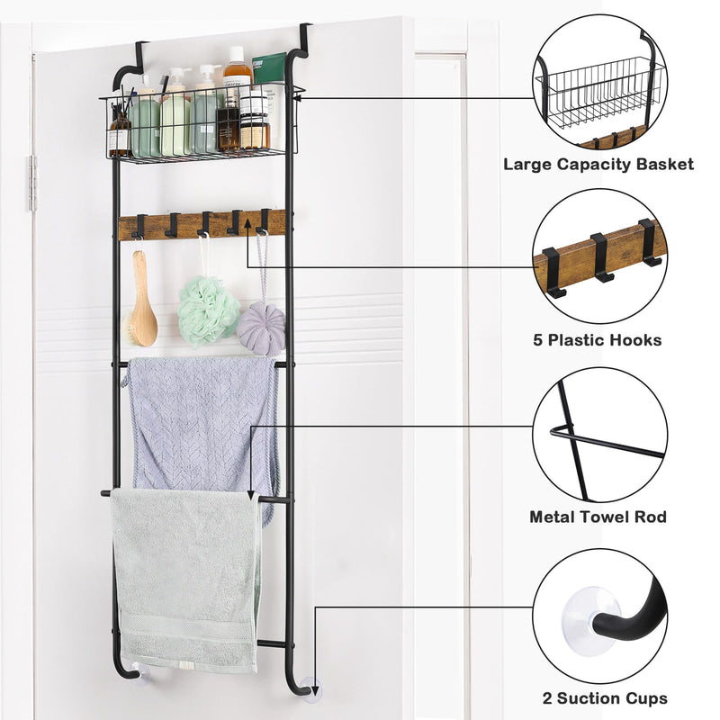 [Australia - AusPower] - Free Standing Towel Rack 2 Tier Towel Holder Stand and Over The Door Towel Rack Behind Door Towel Holder for Bathroom 