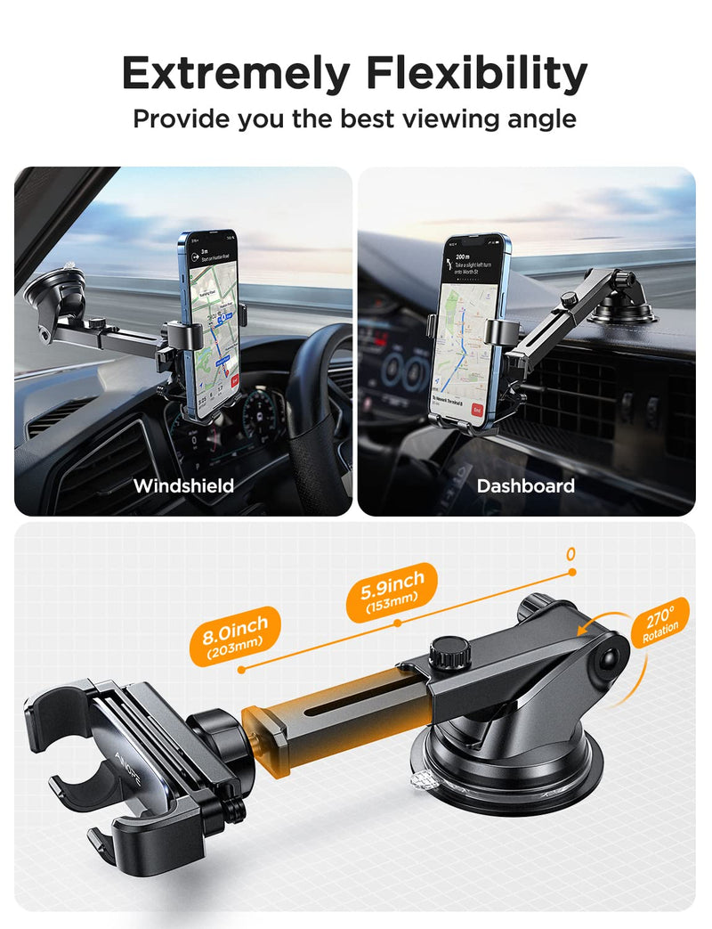 [Australia - AusPower] - AINOPE Phone Mount for Car 2022 Upgrade 3-1 Gravity Car Phone Holder Mount for Car Dashboard Windshield Air Vent Cell Phone Car Holder Mount With Newer Hook & Dash Cup Compatible with 4-7in Smartphone 
