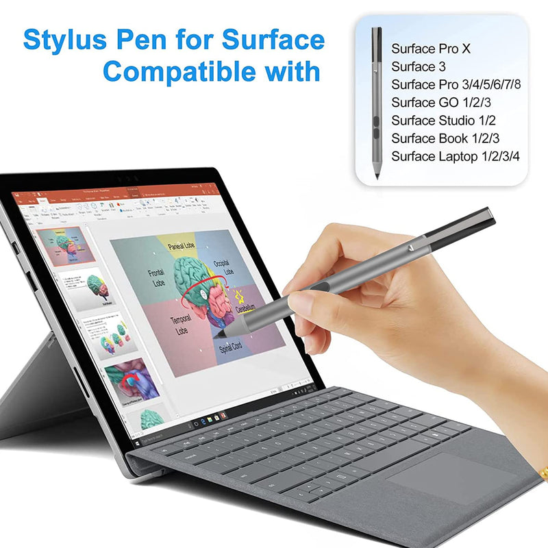 [Australia - AusPower] - ﻿Stylus Pen for Microsoft Surface Pro 7, Compatible with Surface Pro X/7/6/5/4/3, Surface Go 2/1, Surface Laptop 4/3/2/1, Surface Book 3/2/1, Surface Studio 2/1, Palm Rejection 1024 Pressure (Gray) Gray 