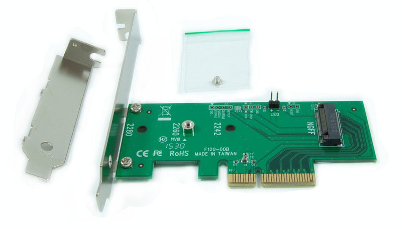 [Australia - AusPower] - Ableconn PEXM2-SSD M.2 NGFF PCIe SSD to PCI Express x4 Host Adapter Card - Support M.2 PCIe (NVMe or AHCI) Type 2280, 2260, 2242 PCIe M.2 (M-Key) 