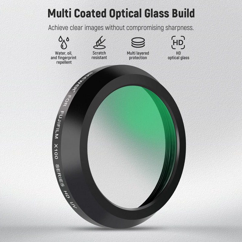 [Australia - AusPower] - NEEWER UV Protection Filter for X100 Series Cameras, Multi Coated HD Optical Glass Build Lens Filter Accessory Compatible with Fujifilm X100 X100S X100F X100T X100V Camera (Black Frame) Black 