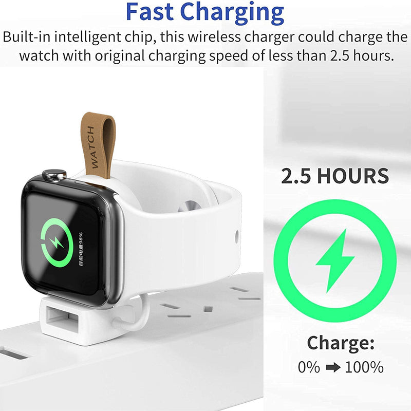 [Australia - AusPower] - Smartwatch Magnetic Charger Compatible for Apple Watch Charger iWatch USB Travel Cordless Charger Magnetic Quick Car Charge for Apple Watch Series SE 6 5 4 3 2 1 (White) 