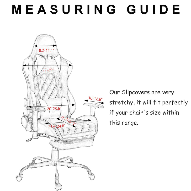 [Australia - AusPower] - WOMACO Gaming Chair Slipcover Stretch Seat Chair Cover for Leather Computer Reclining Racing Ruffled Gamer Chair Protector (Black, One-Size) Black 