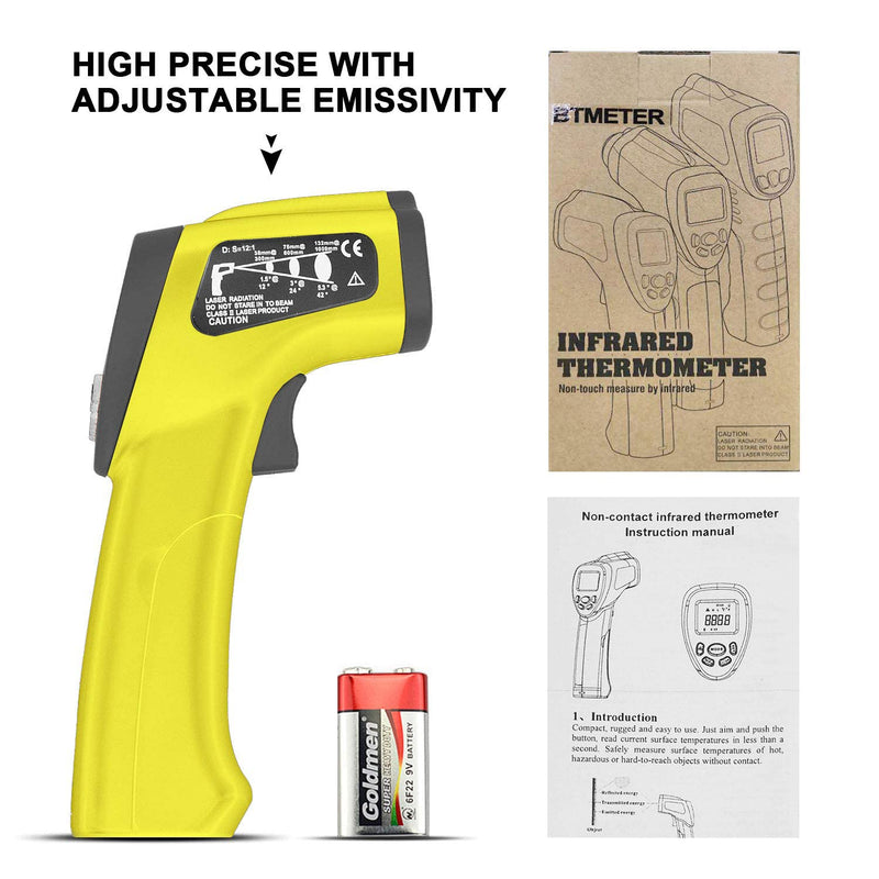 [Australia - AusPower] - BTMETER BT-980D D:S 12:1 Handheld Industrial Infrared Thermometer, Digital Non-Contact Laser Temperature Gun for -58℉ to 1022℉(-50°C ~ 550°C) - NOT for Human Temp BT-980D(-58℉ to 1022℉, D:S=12:1) 