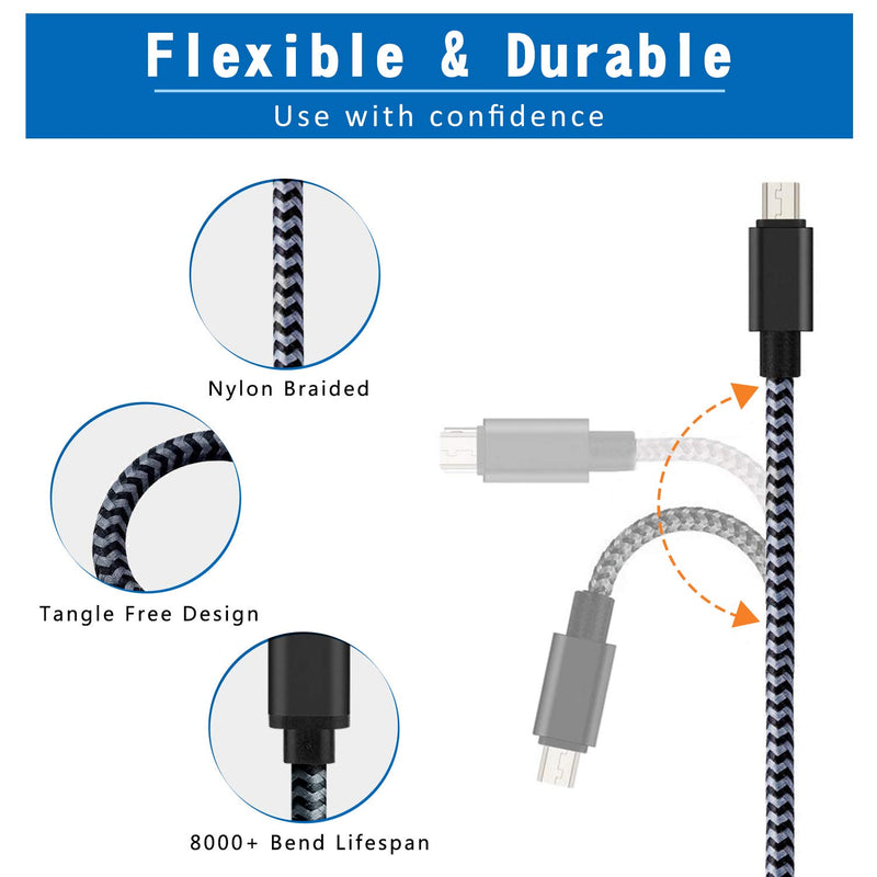 [Australia - AusPower] - Android Charger Cable, HI-CABLE Micro USB Cable [2 Pack/6FT] with 2-Pack Dual Port USB Wall Charger Fast Charging Compatible with Samsung Galaxy S7 S6 J8 J7 Note 5,Kindle,LG,PS4,Camera (Black) 
