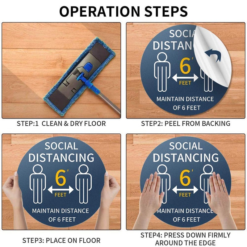 [Australia - AusPower] - Social Distancing 6 Feet Floor Sign Sticker 12" Anti-Slip Stand Here Floor Decal Waterproof Reusable 6 FT Distance Safety Sign Commercial Grade Sign Made for All Public Places 10 Pack 12" Diameter Floor Sign 