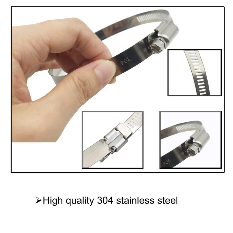 [Australia - AusPower] - EesTeck 4Pcs 2.5" Adjustable 304 Stainless Steel Duct Clamps Hose Clamp Pipe Clamp Air Ducting Clamp Worm Drive Hose Clamps 2.5" -4Pcs 