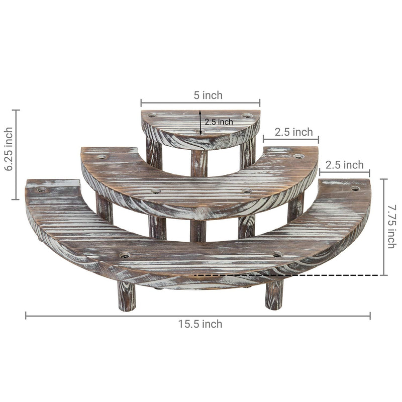 [Australia - AusPower] - MyGift 3 Tier Rustic Torched Wood Semicircle Cupcake Stand Display Risers 