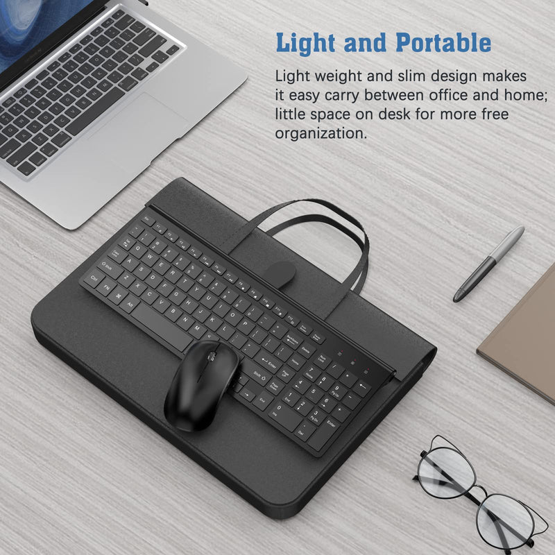 [Australia - AusPower] - Rechargeable Wireless Keyboard and Mouse Combo- J JOYACCESS 2.4G Compact Quiet Slim Wireless Keyboard Mouse Combo for Laptop,PC,Desktop,Computer,Windows- Black Pure Black 