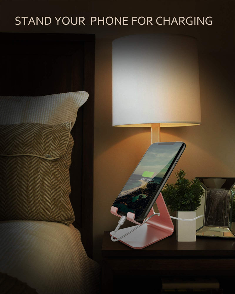 [Australia - AusPower] - CreaDream Cell Phone Stand, Cradle, Holder,Aluminum Desktop Stand Compatible with Switch, All Smart Phone, iPhone 11 Pro Xs Max Xr X Se 8 7 6 6s Plus SE 5 5s-Rose Gold Rose Gold 