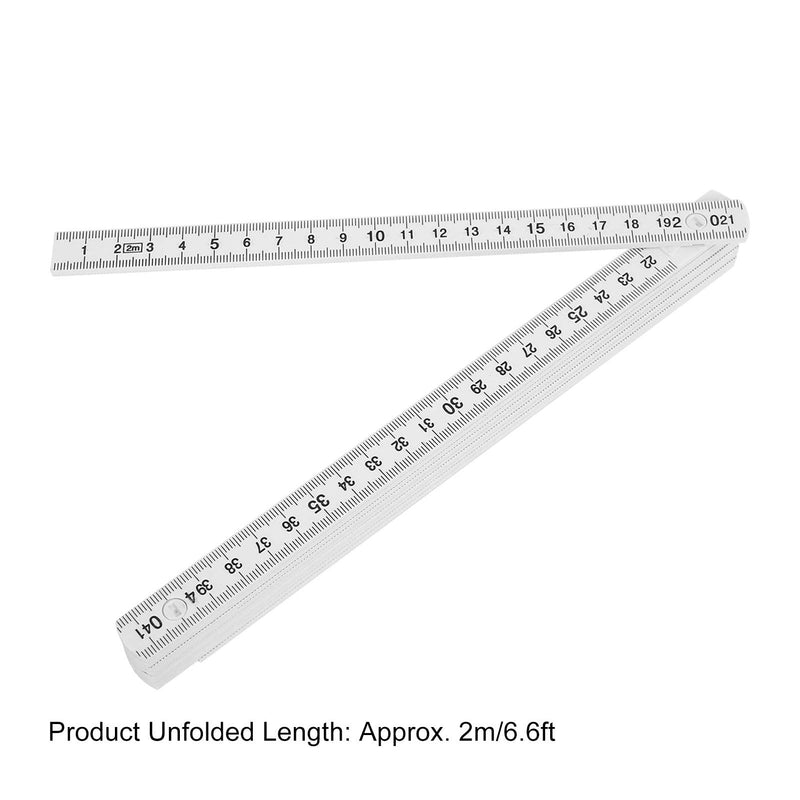 [Australia - AusPower] - 2Pcs 2m Folding Carpenters Ruler Lightweight Compact Measuring Stick Woodworking Tool Layout Tools Dimensional Measurement 