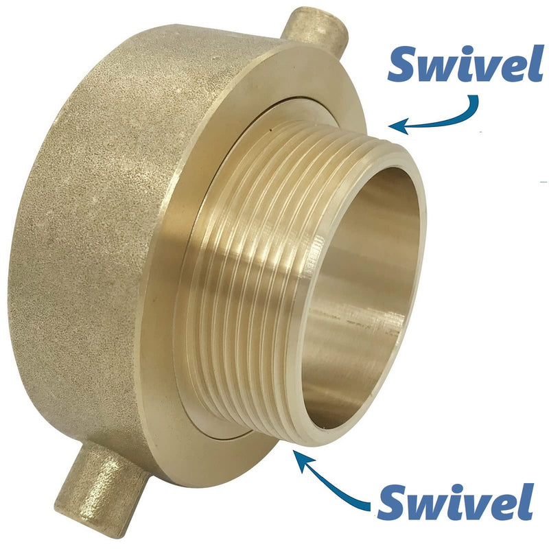 [Australia - AusPower] - Happy Tree 2-1/2" NH/NST Female x 2" NPT Male Brass Male Swivel Adapter Fire Hose Hydrant Adapter with Pin Lug Brass Fire Equipment BHASW2520 