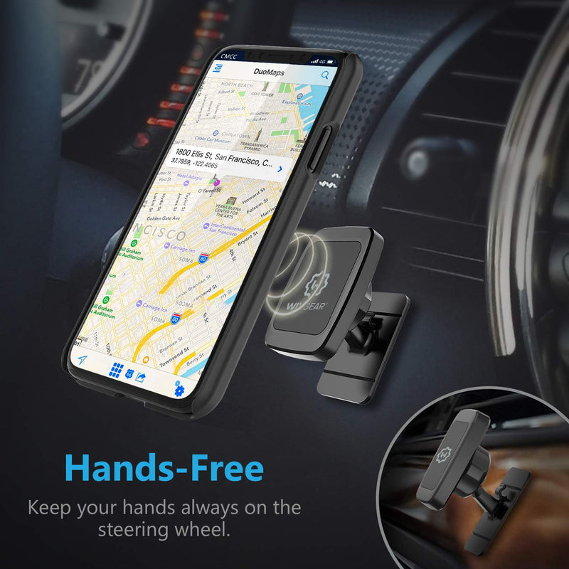 [Australia - AusPower] - Magnetic Phone Car Mount, WixGear Universal Stick On Dashboard Magnetic Car Mount Holder, for Cell Phones and Mini Tablets with Fast Swift-snap Technology, (Rectangle Stronger Design) 