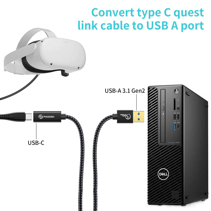 [Australia - AusPower] - [10Gbps] USB C Female to USB Male Adapter 3.1 Gen 2 (1 Ft), PHIXERO 3A Fast Charging USB A to USB C Adapter with 10Gbps Data Transfer and Charging for Laptop, PC, Flash Disk, Quest Link, Charger 1ft 