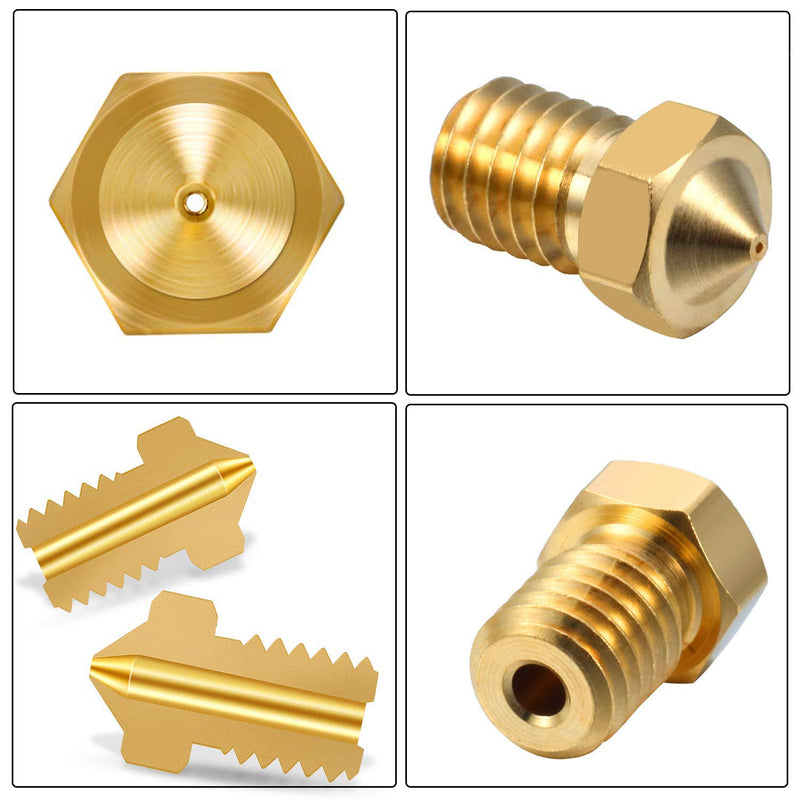 [Australia - AusPower] - 3D Printer Nozzle 0.4mm Brass Nozzle Extruder Print Head for 1.75mm Filament E3D V5-V6 3D Printer (10PCS) 10PCS 