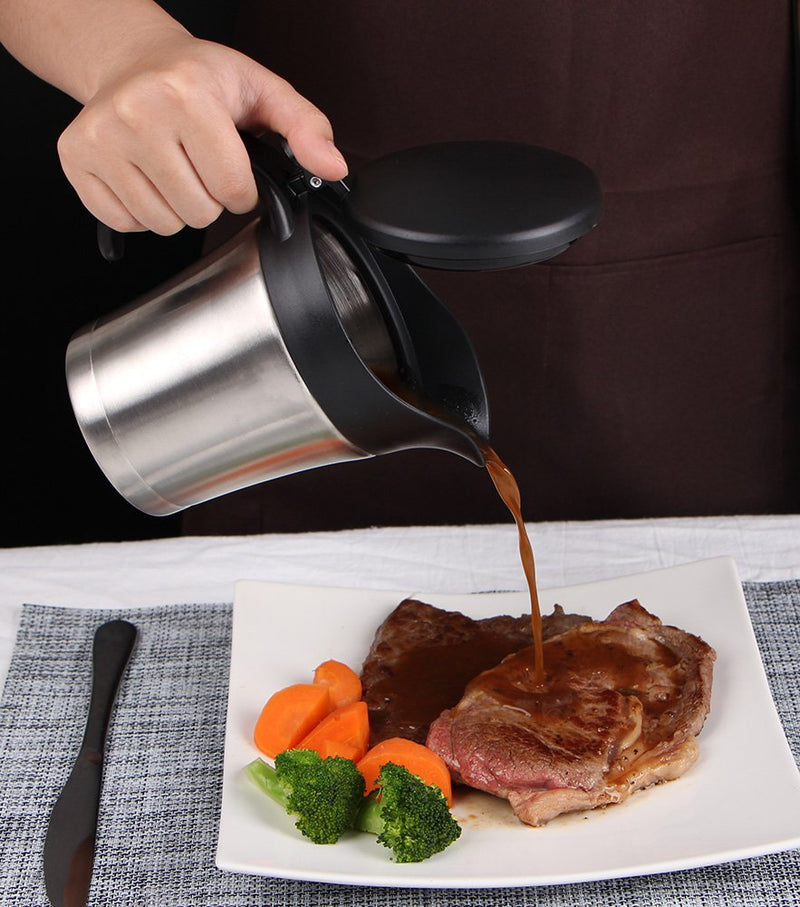 [Australia - AusPower] - Rorence Stainless Steel Double Insulated Gravy Boat/Sauce Jug 16 Ounce Capacity 