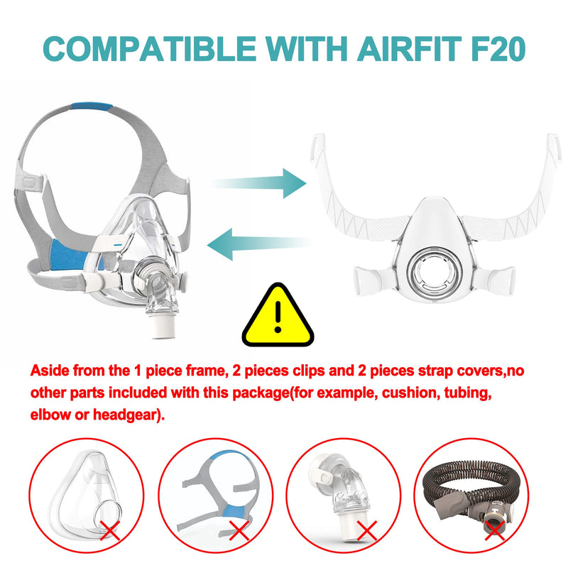 [Australia - AusPower] - Frame Supplies Compatible with AirFit F20 Frame,Frame and Headgear Clips Compatible with AirFit F20,Package Included 1 Piece Frame,2 Pieces Headgear Clips and 2 Pieces Strap Covers 