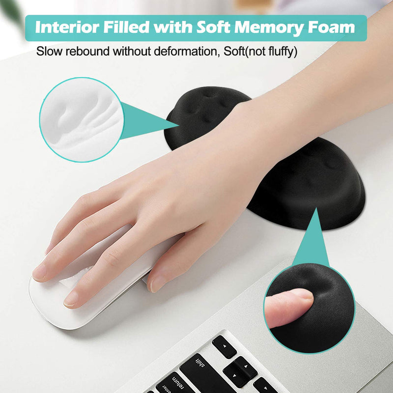 [Australia - AusPower] - Vankey Soft Memory Foam Mouse Wrist Rest Support, Cool Ergonomic Hand Rest Support for Computer, Laptop, Office, PC Gaming - Massage Holes Design - Easy Typing Wrist Pain Relief and Repair Black 