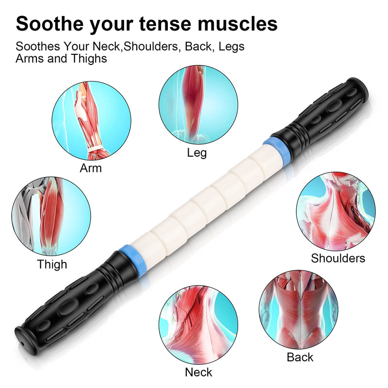[Australia - AusPower] - Premium Muscle Roller The Ultimate Massage Roller Stick 17 Inches Recommended by Physical Therapists Promotes Recovery Fast Relief for Cramps Soreness Tight Muscles-White 