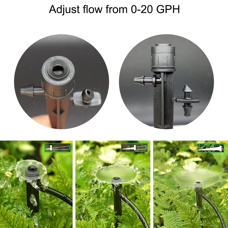 [Australia - AusPower] - Topiverse 25 Pcs Drip Irrigation Emitters, Adjustable Flow 0-20 GPH Irrigation Drippers with Stake, Full Circle Flow Sprinkler Head, Micro Sprinkler for Garden Patio Lawn Flower Bed 