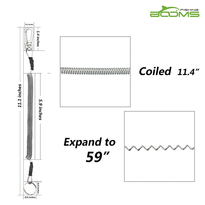 [Australia - AusPower] - Booms Fishing T04 Fishing Lanyards Fishing Tool/Pole Safety Coil Lanyard Retractable Wire Inside Tup Cover 6pcs / pack_black 