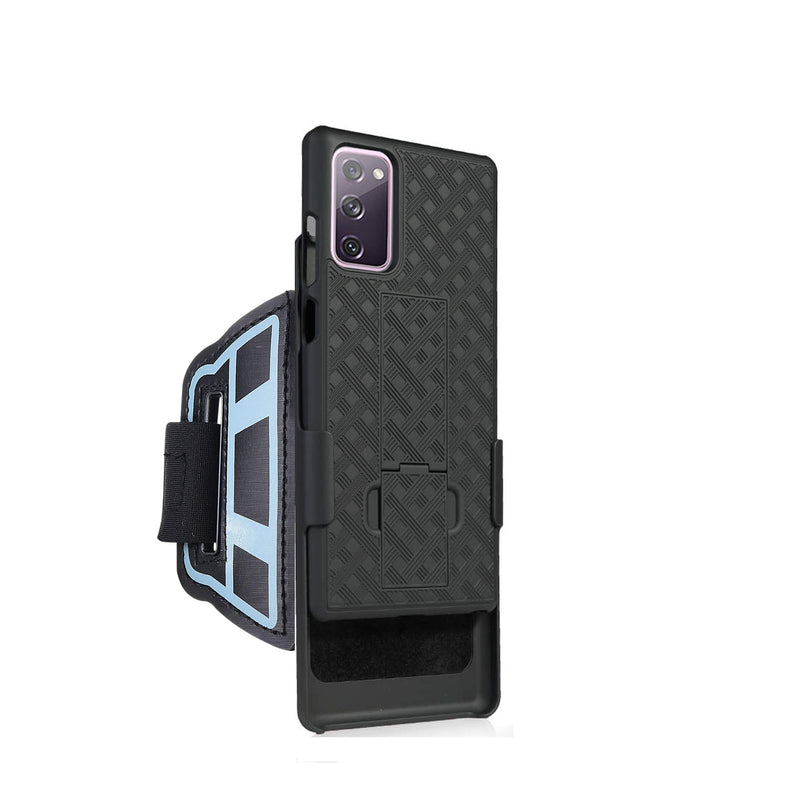 [Australia - AusPower] - Sports Armband Wristband Case for Galaxy S20 FE 5G 2020 Release, Hybrid Hard Case Cover with Sport Armband, 180° Rotative Holster, Wristband for Running Jogging Exercise or Gym 