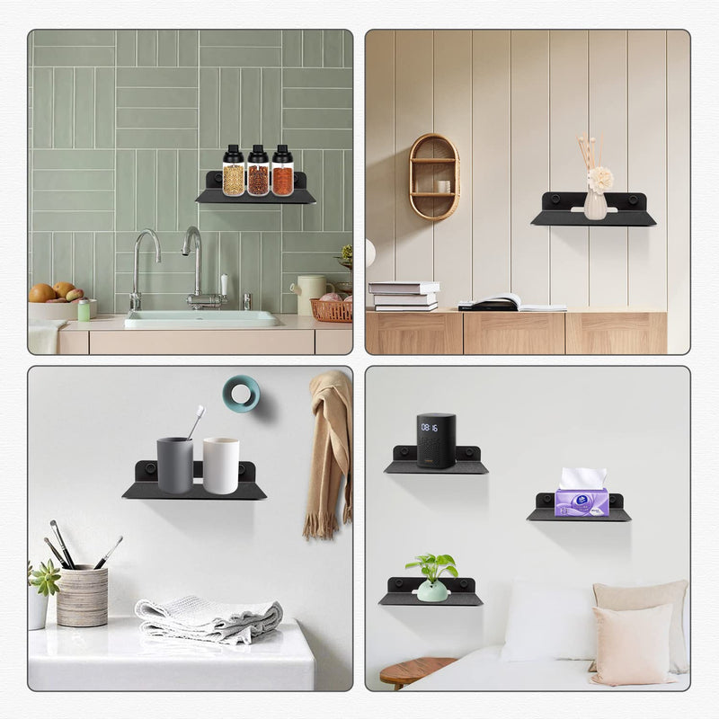 [Australia - AusPower] - TRINENOX Floating Wall Shelves, 6" Wall Metal Speaker Mount Shelves for Bluetooth Speaker, Webcam, Cell Phones, Mesh Router, Award Toy Display Shelf Speaker Shelf (2 Pack) 2 Pack 