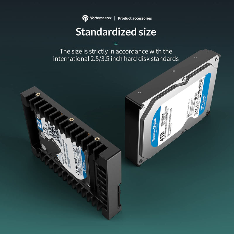 [Australia - AusPower] - Yottamaster 2.5" to 3.5" Hard Drive Adapter-ABS Hard Drive Mounting Bracket for 7/9.5/12.5/15mm 2.5" SATA HDD SSD, SATA 3.0 Interface 