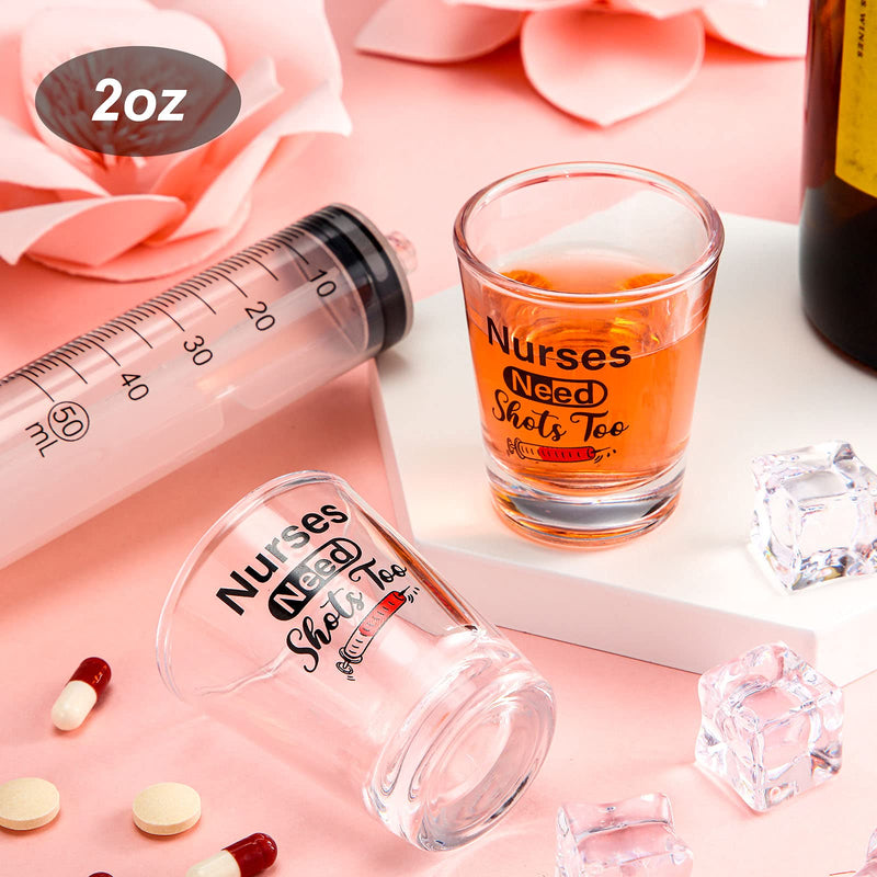 [Australia - AusPower] - Nurse Need Shots Too Shot Glass, Funny Glass Gift for Women and Male Nurses Mom Sister or Friend Present for Nursing School Student Graduation Nurses Day Birthday Party 2 oz (2, 1.97 x 2.36 Inches) 2 Count (Pack of 1) 