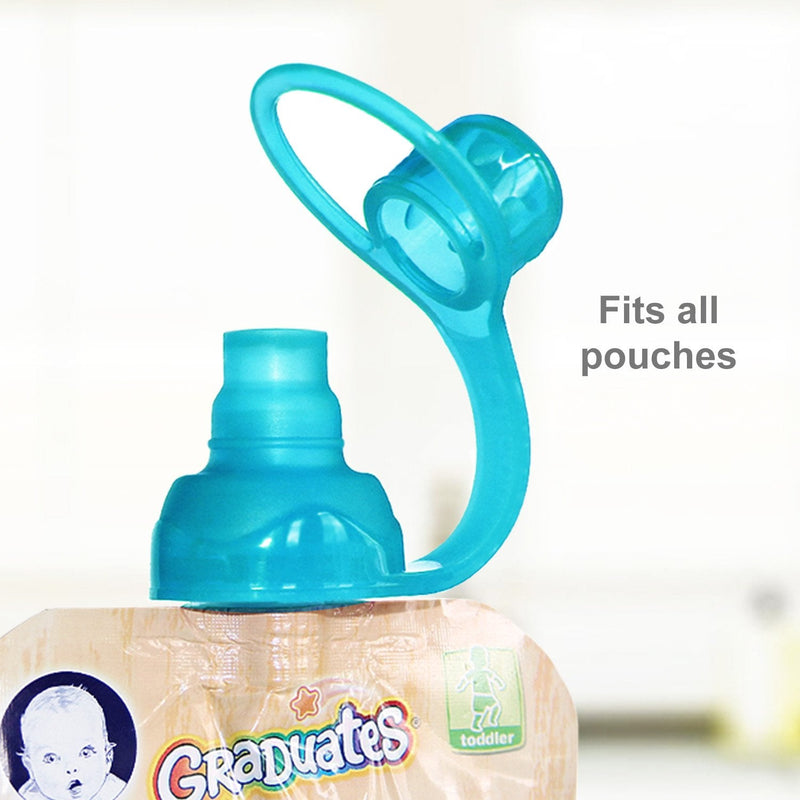 [Australia - AusPower] - ChooMee SoftSip Food Pouch Top | Baby Led Weaning | No Spill Flow Control Valve, Protects Childs Mouth, 100% Silicone, BPA Free | 2CT Orange Aqua 