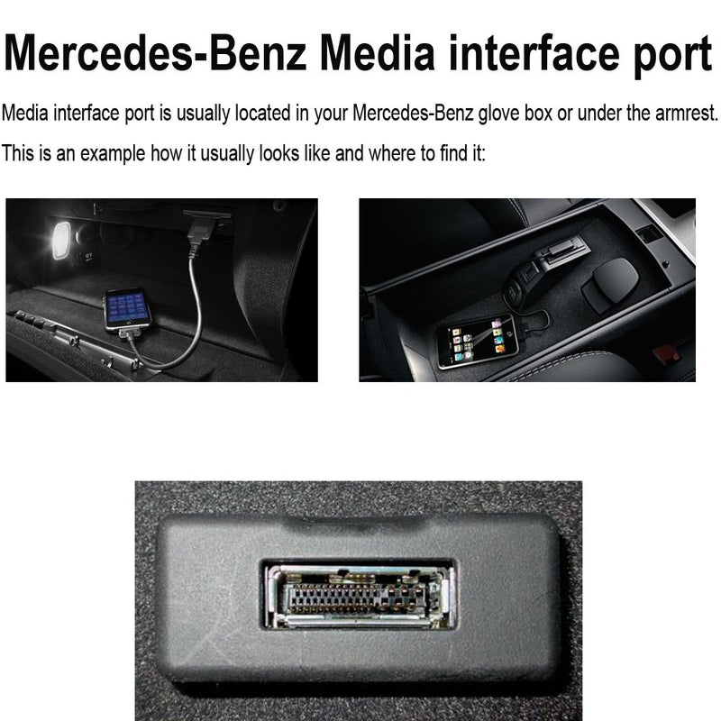 [Australia - AusPower] - Bluetooth Car kit for Mercedes-Benz,Media Interface AUX Wireless Adator,Compatible with iPhone Android Smartphones,Works with Mercedes Equipped with MMI Rectangular Socket ONLY 