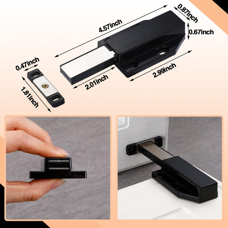 [Australia - AusPower] - Zonon 8 Pack Magnetic Push Latch Heavy Duty Push to Open Cabinet Hardware Push Release Magnets Touch Latch for Large Door Push Catch Press out Latch for Cabinet Kitchen Drawer Lock, Black 