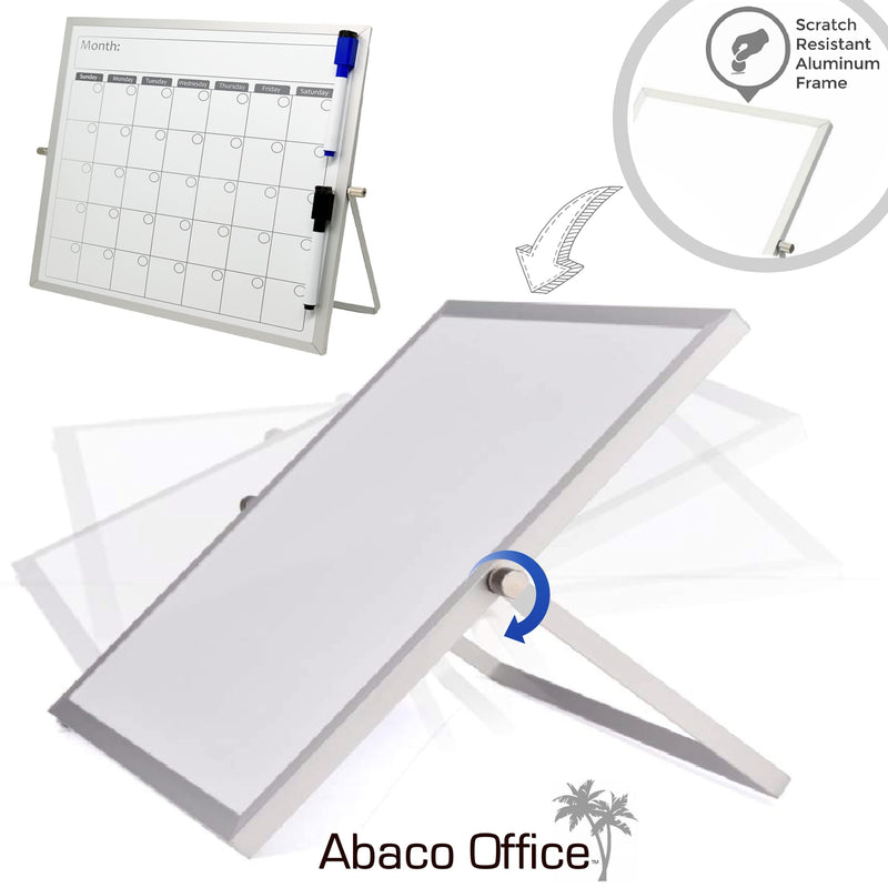 [Australia - AusPower] - 12x12 Inch Small Dry Erase Whiteboard Calendar by Abaco Office | 2 Free Magnetic Markers | 12 x 12 Mini White Board Easel, Dual Sided | Office, Home, School, Small Business 12 x 12 Desktop Calendar 