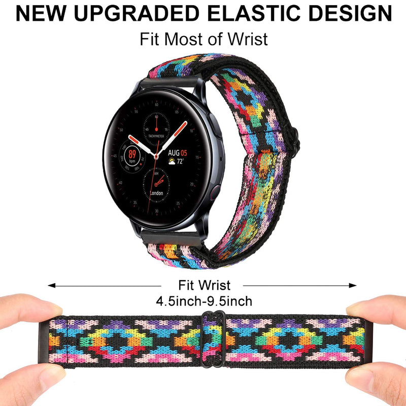 [Australia - AusPower] - Olytop Elastic Strap for Galaxy Watch 42mm/Galaxy Watch 3 41mm/Galaxy Watch Active 2 Bands 40mm, 20mm Soft Stretchy Nylon Lightweight Wristband Women Girl for Samsung Galaxy Watch Active 2 40mm 44mm Colorful 