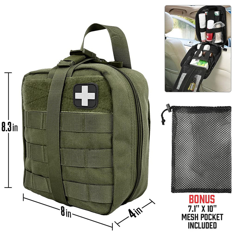 [Australia - AusPower] - LIVANS Tactical First Aid Pouch, Molle EMT Pouches Rip-Away Military IFAK Medical Bag Outdoor Emergency Survival Kit Quick Release Design Include Red Cross Patch Army Green 