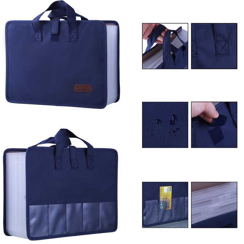 [Australia - AusPower] - Antner 13 Pockets Expanding File Folder Document Organizer with Handle, Large Capacity Accordion File Organizer Portable A4 Letter Size File Folders for Office, Business, School or Home Navy Blue 