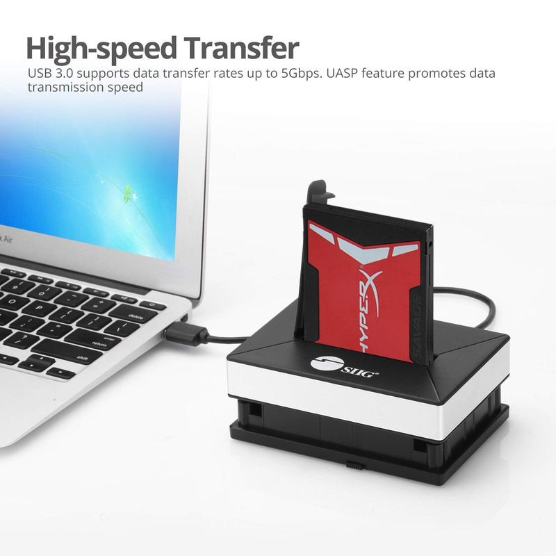 [Australia - AusPower] - SIIG USB 3.0 External Hard Drive Storage Enclosure (USB to SATA Docking Station) with 2TB+ Drive Support for 2.5 Inch HDD SSD-Included USB 3.0 Type-A to Micro B Cable (JU-SA0V11-S1) 