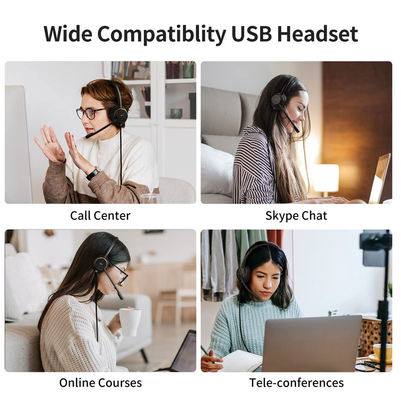 [Australia - AusPower] - USB Headset with Microphone Noise Cancelling, Ultra Comfort Wired Computer Headset with Mute for Business Skype, Zoom, Call Center, Office, Home USB 