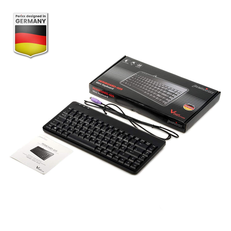 [Australia - AusPower] - Perixx PERIBOARD-409P ES Mini Teclado con PS2 Cable - 314x146x20mm - Negro - QWERTY Español 