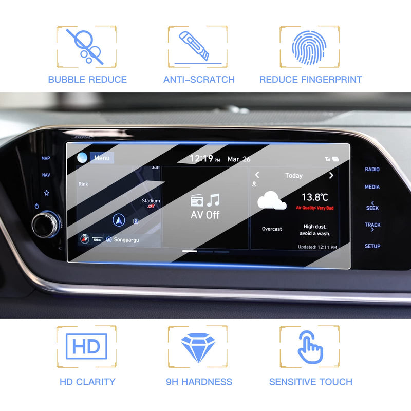 [Australia - AusPower] - Glass Screen Protector for 2020+ Hyundai Sonata DN8 Accessories Infotainment Display Screen Protector Foils Tempered Glass 9H Anti-Scratch Navigation Center Control Touchscreen Protective Film (10.25-Inch) 10.25-Inch 