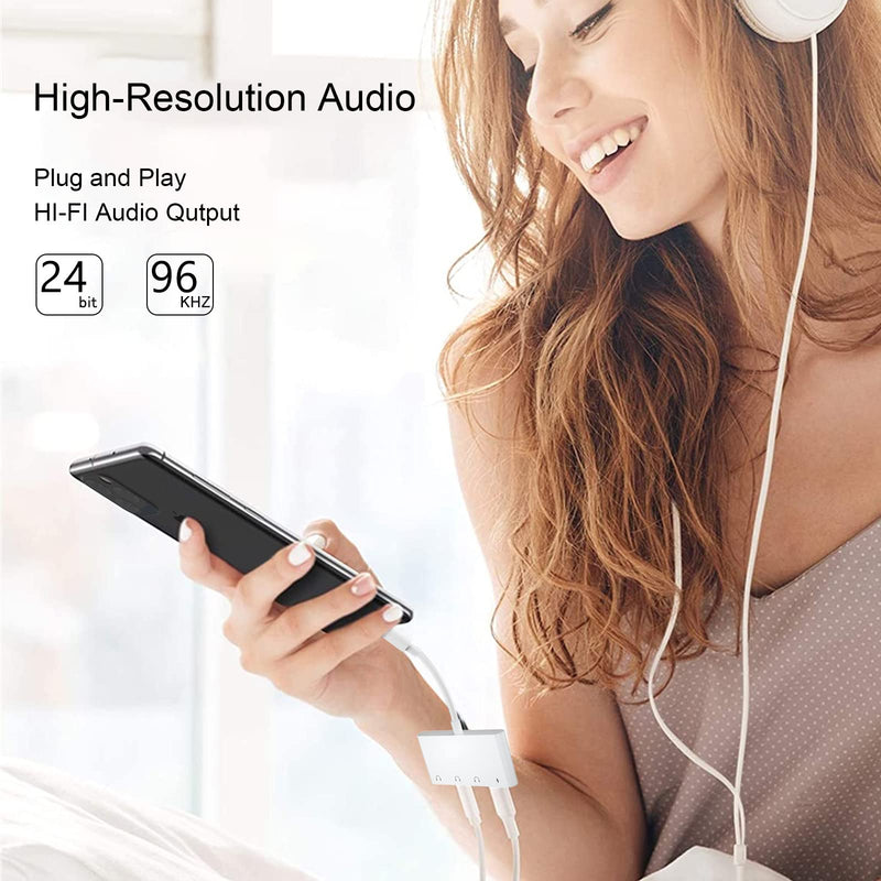 [Australia - AusPower] - 4 in 1 Headphone Jack Audio Charger Adapter & Splitter, iPhone Headphone Jack + Dual 3.5mm Headphone Jack + Charging Port for iPhone 13 12 11 X 8 7 / iPad- Support iOS 15 