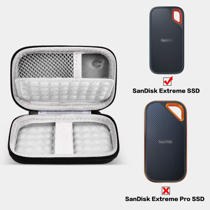 [Australia - AusPower] - Case Compatible with Sandisk Extreme Portable SSD External Hard Drive 500GB/ 1TB/ 2TB/ 4TB, Travel Carrying Storage Bag- Black (Not for Sandisk Pro) Holds 1 ssd 